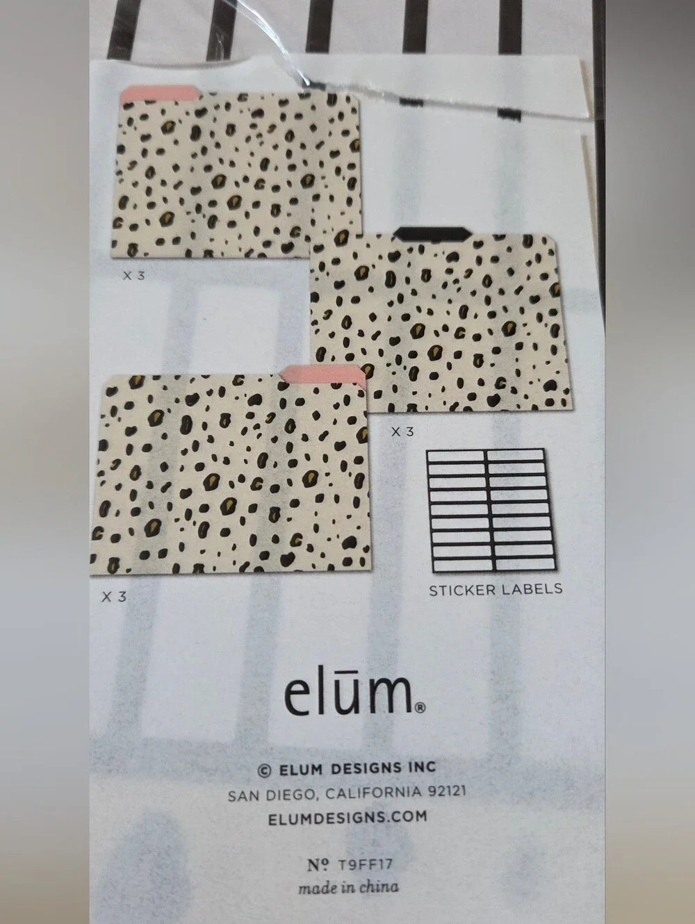 Elum. Set of 9 File Folders 18 Sticker Labels Included NIP